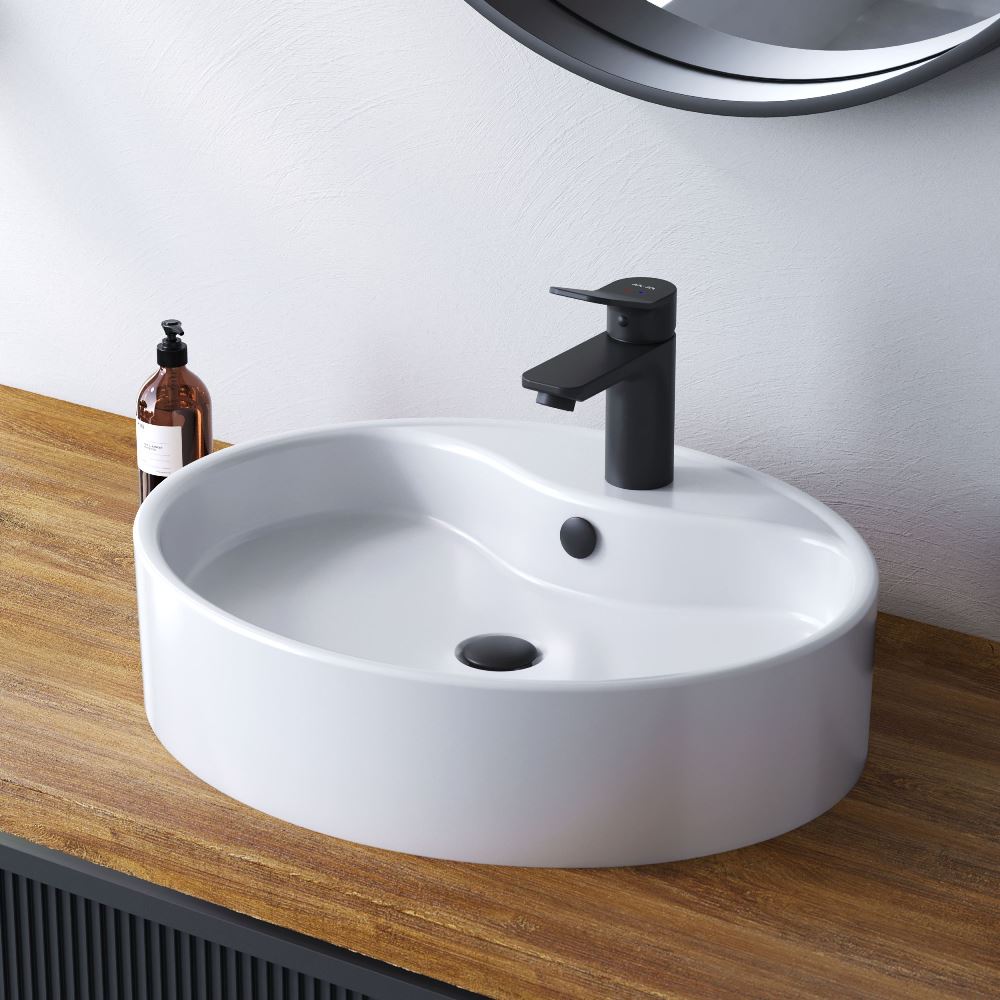 AM.PM Func Countertop washbasin with pedestal for mixer